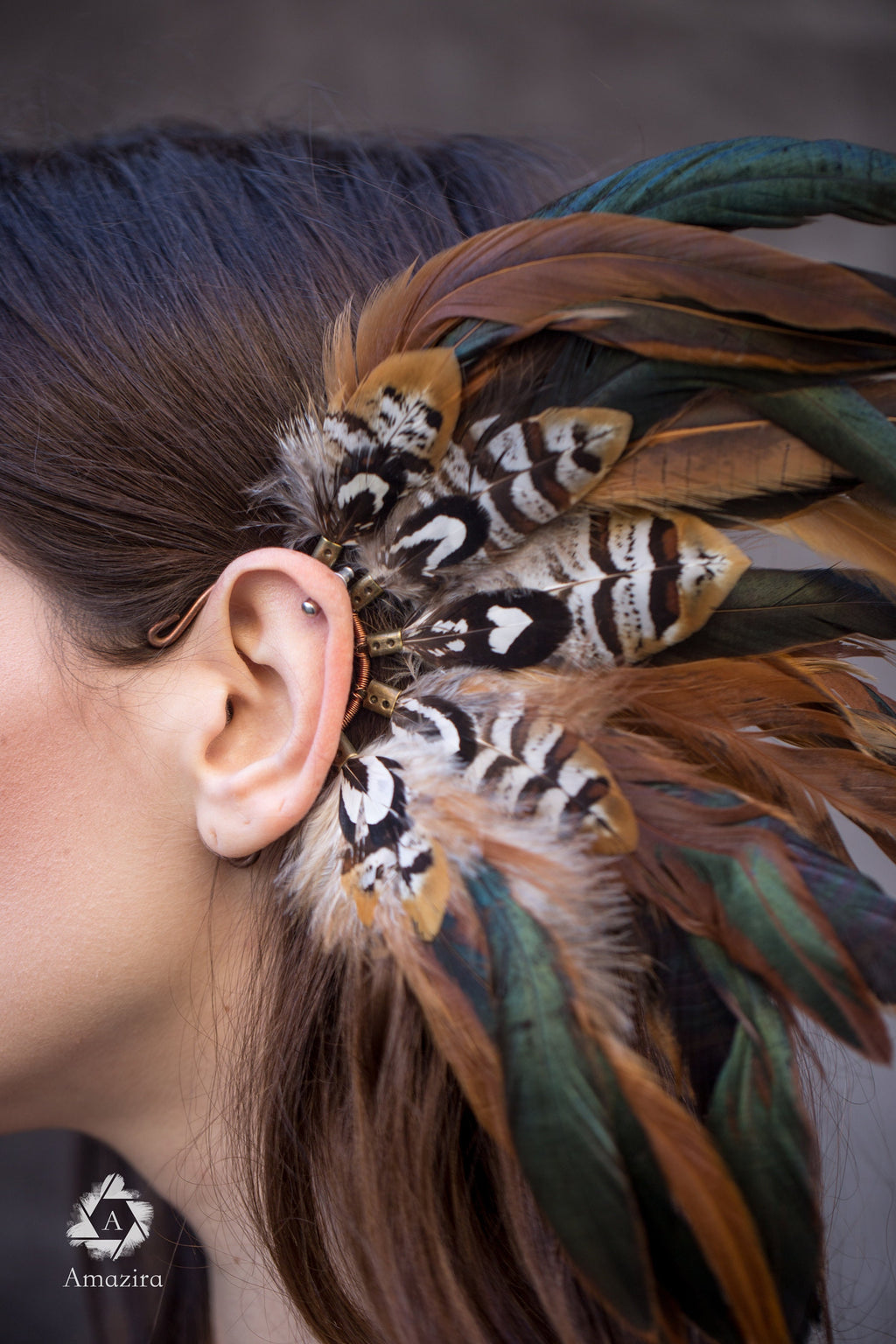 Festival burning man feather ear cuff