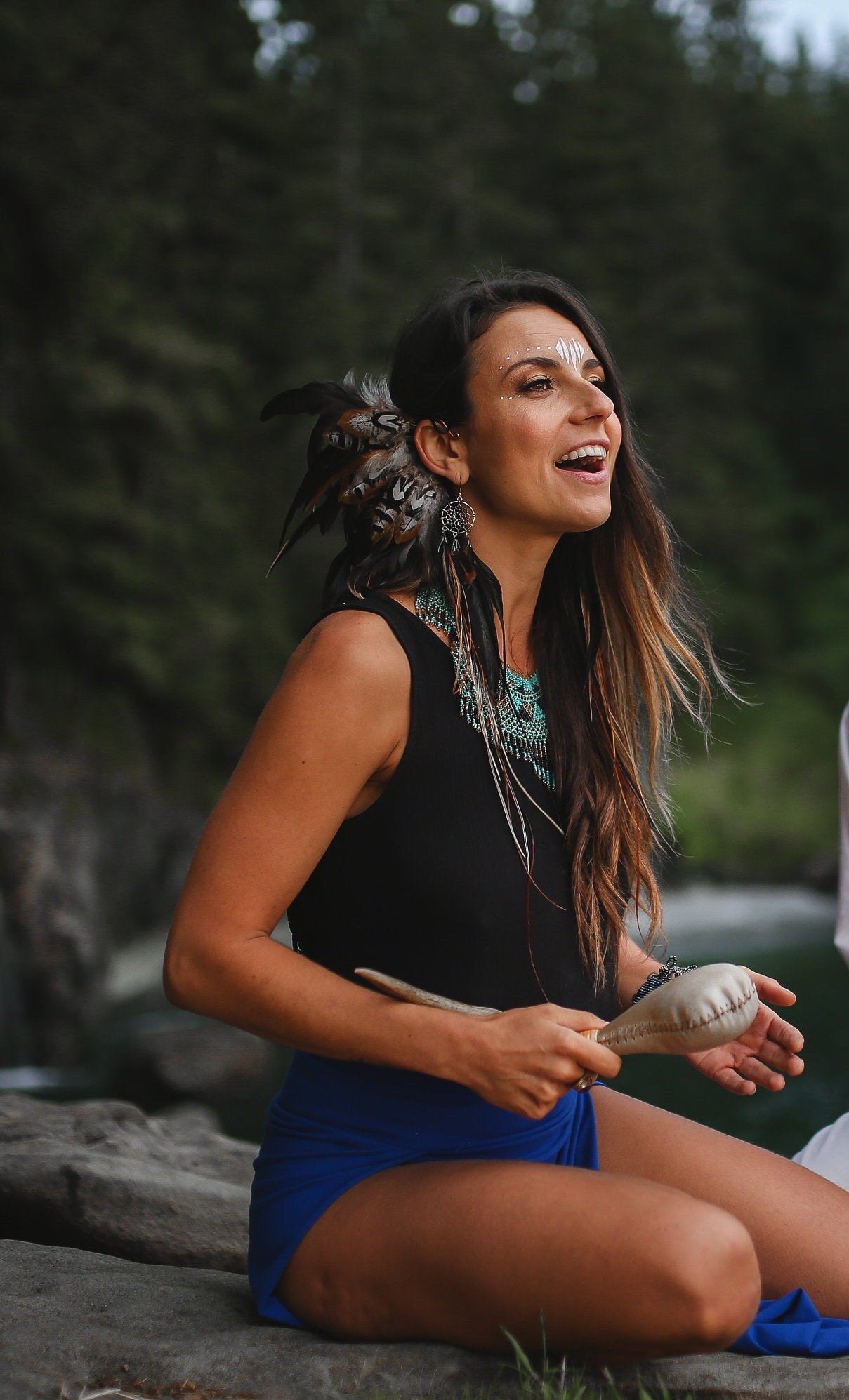 Festival burning man feather ear cuff