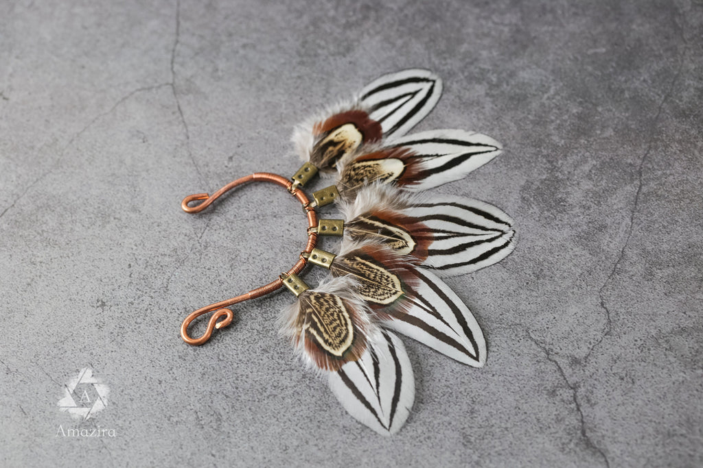 Weißes Zebra Feder Ohrschmuck