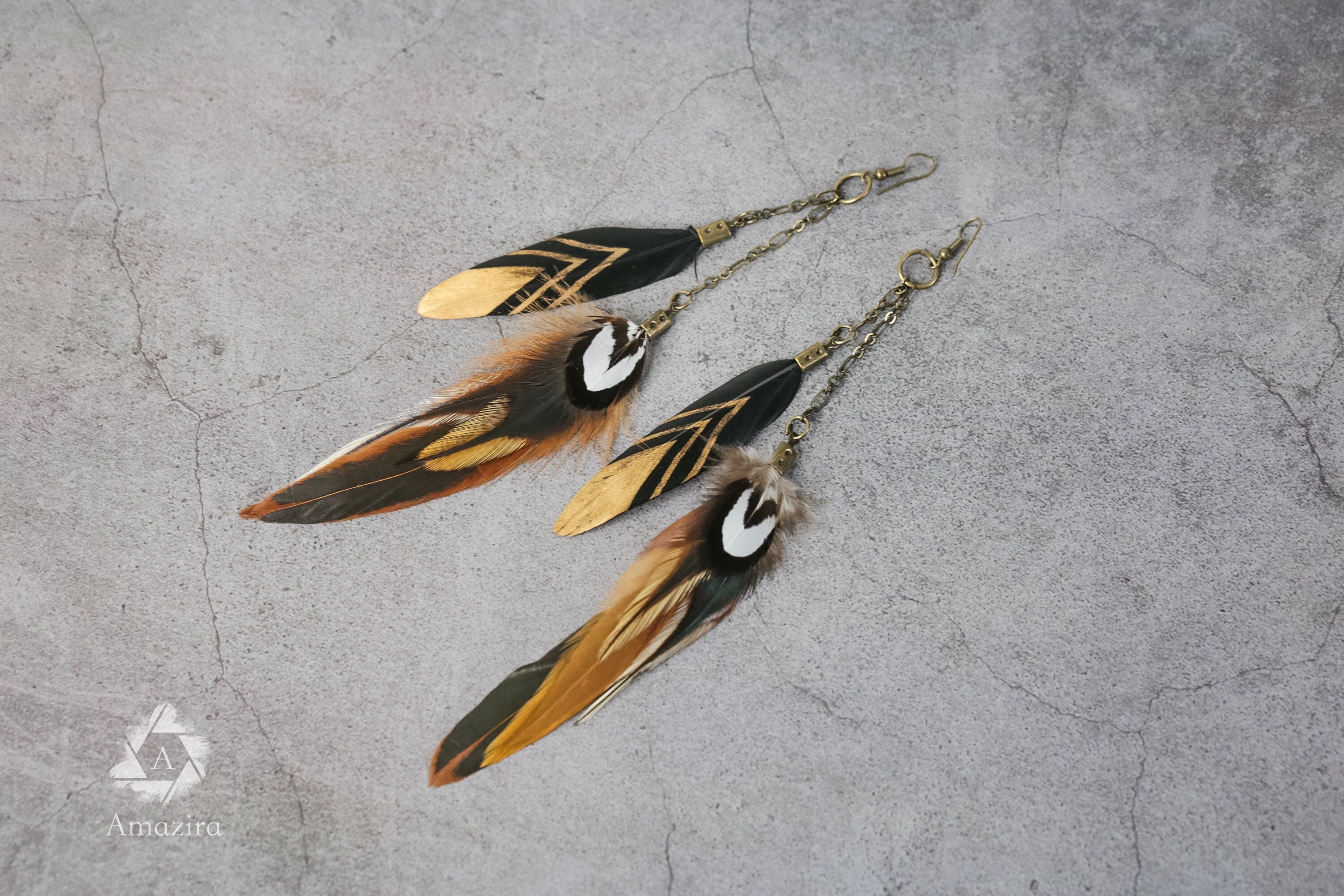 Black & Gold drop chain earrings