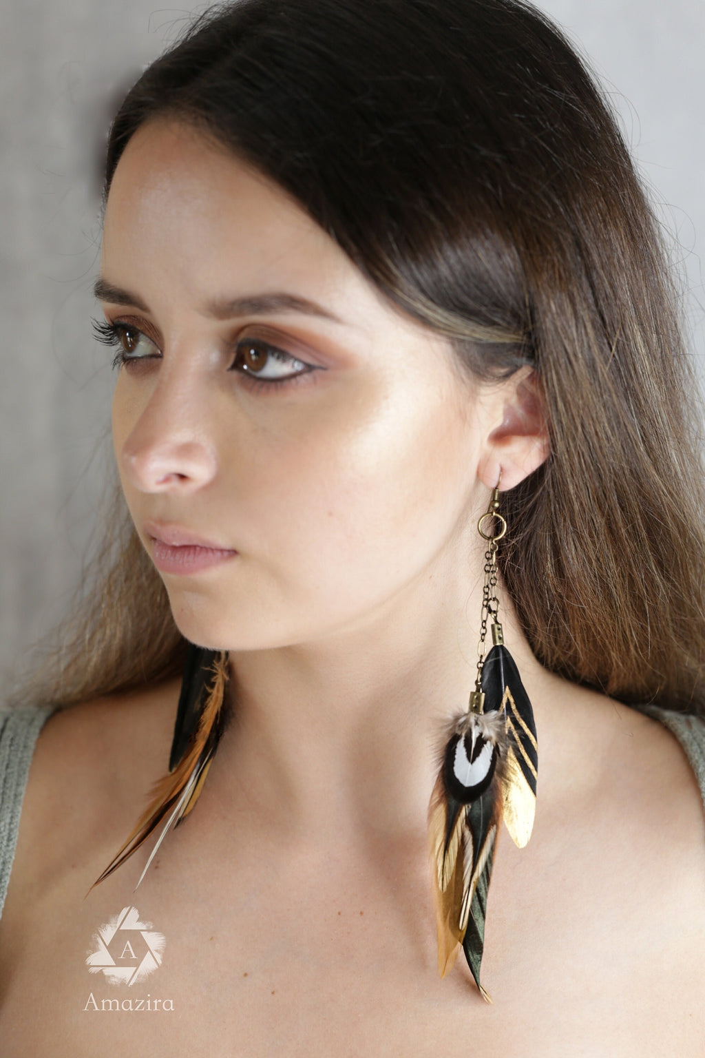 Black & Gold drop chain earrings