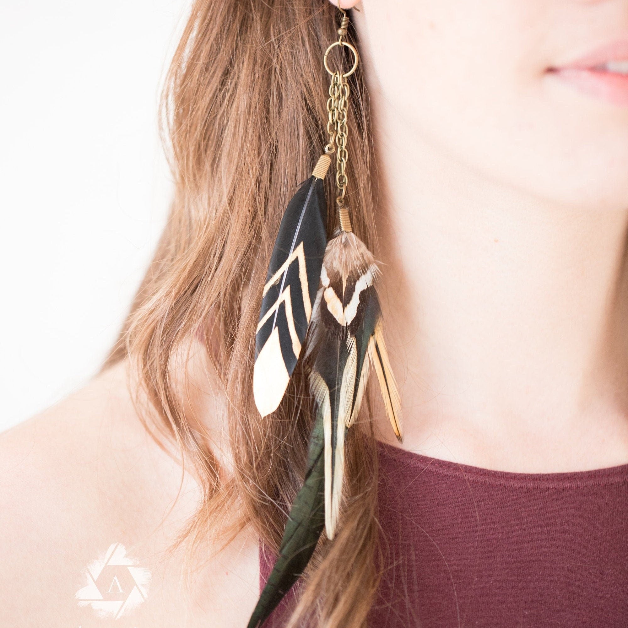 Black & Gold drop chain earrings