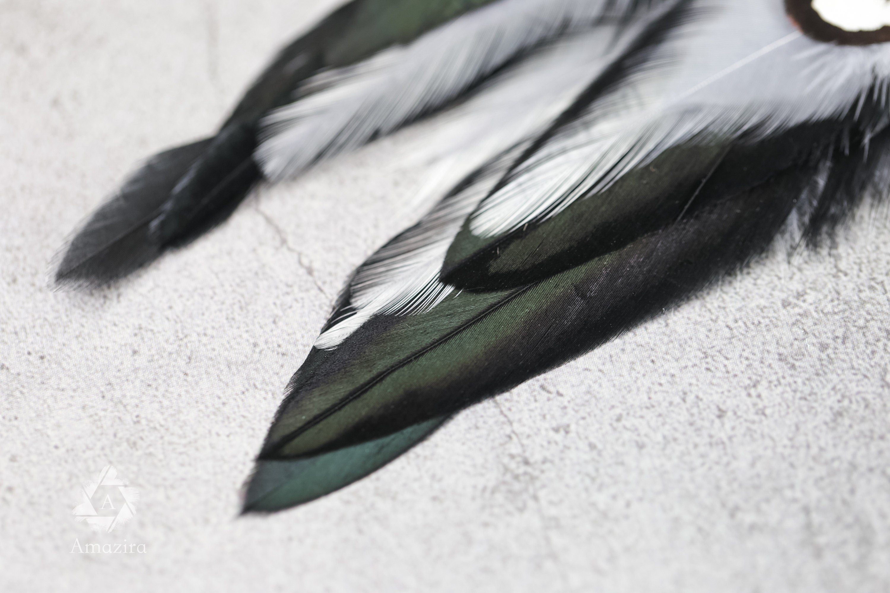 Black and grey long feather earrings, Handmade Bohemian Long Tribal earrings, Cool summer cute chic earrings, Boho bi earrings