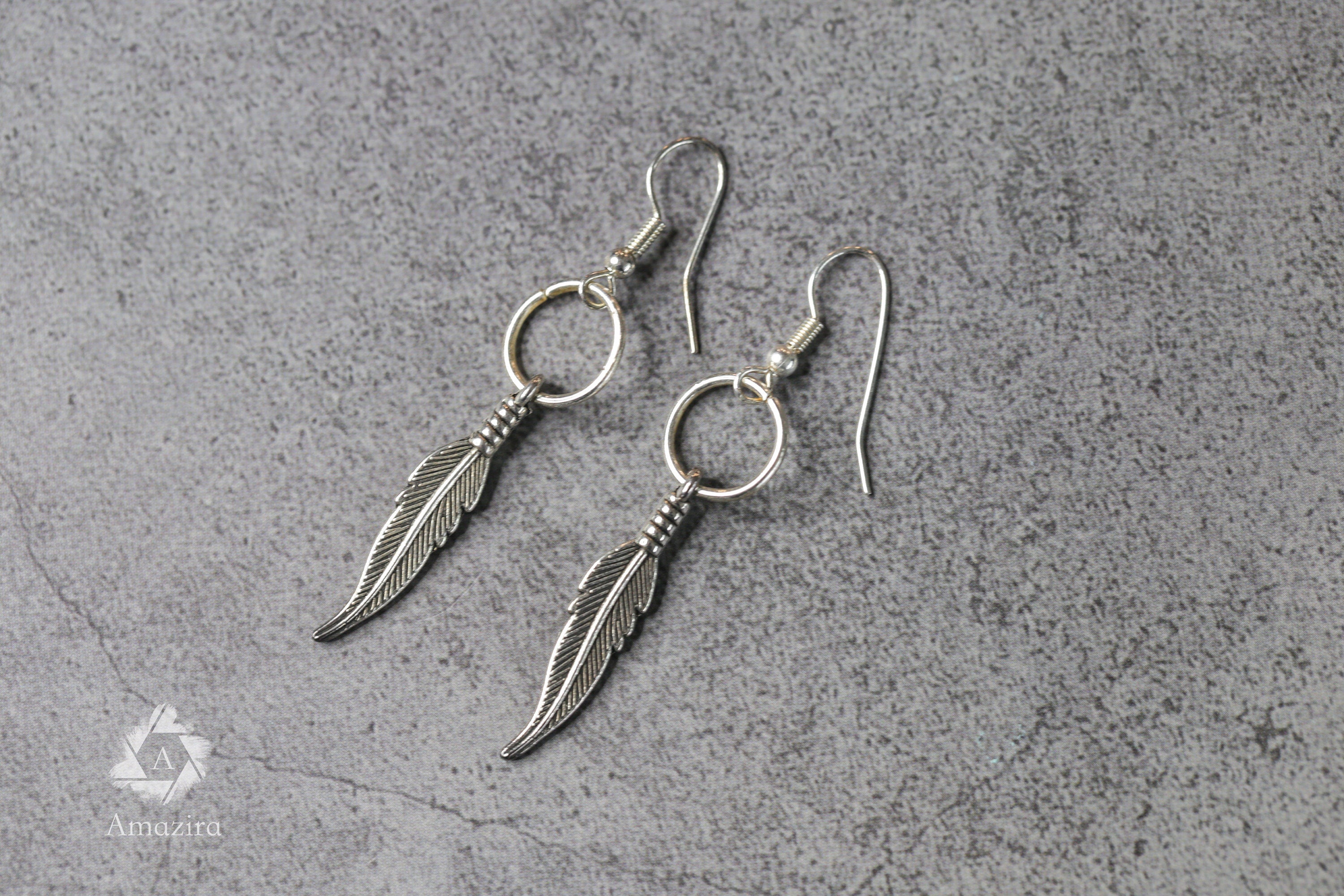 CLEARANCE LAST CHANCE! Unisex small delicate dangle silver and gold colour feather earrings, Stainless steel and brass boho earrings