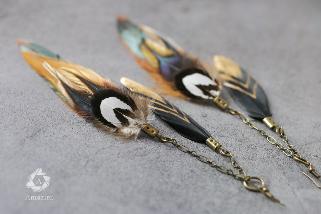 Black & Gold drop chain earrings