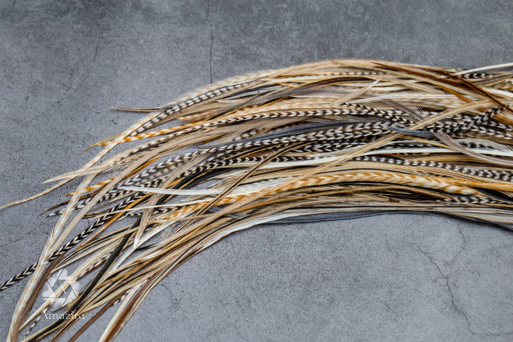 DIY 5 Feather Hair Extension Kit, 6-25cm / 6-15''