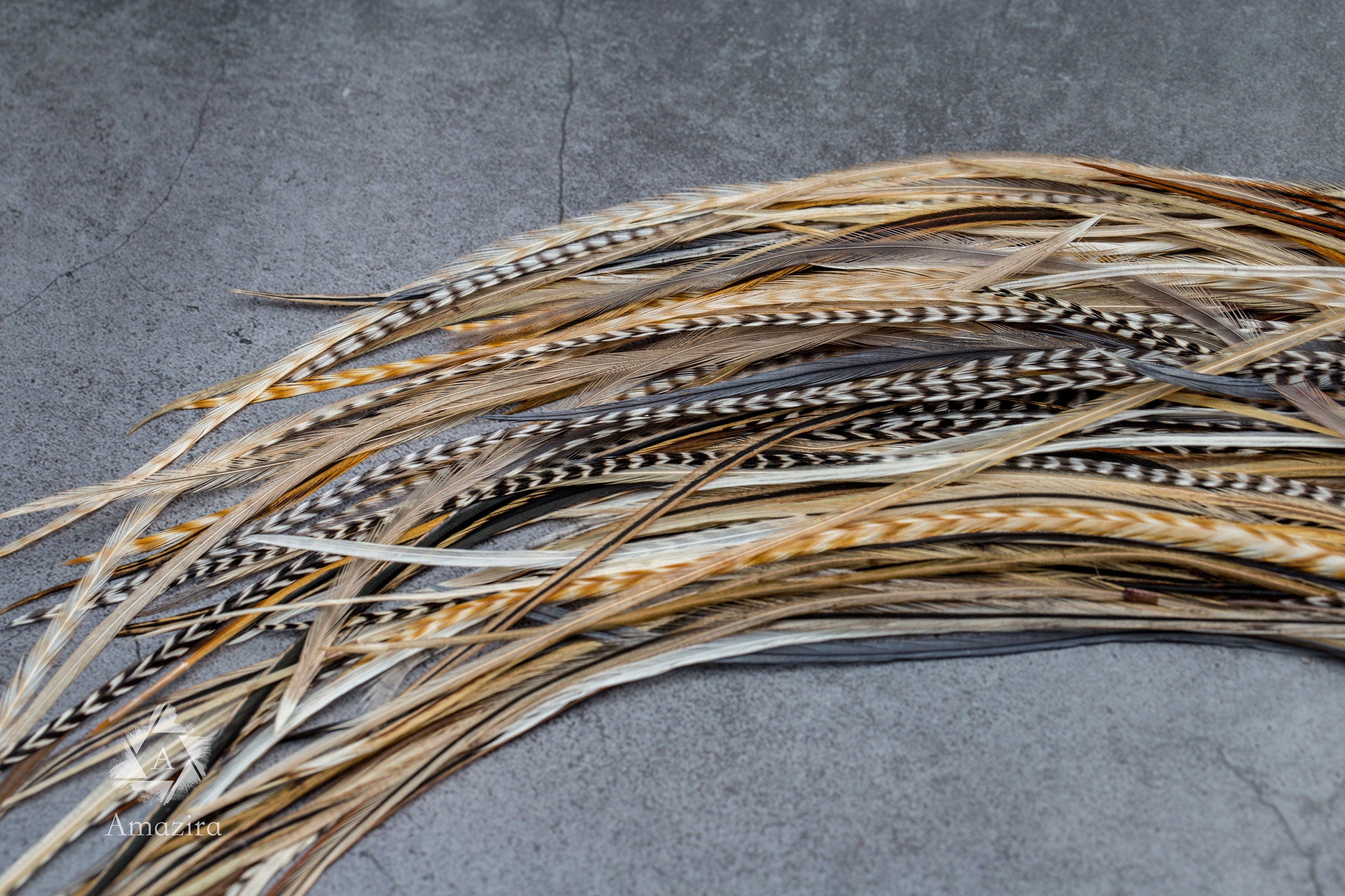 Natural grizzly feathers, 20-25 cm 8-11'