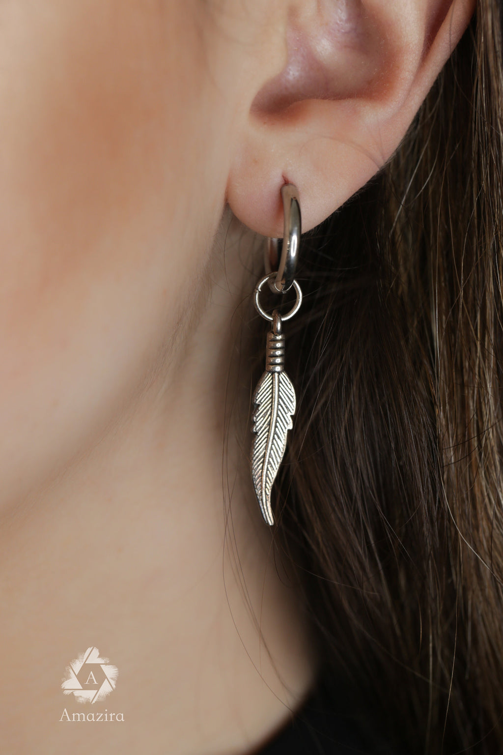 Small unisex 2 in 1 earrings