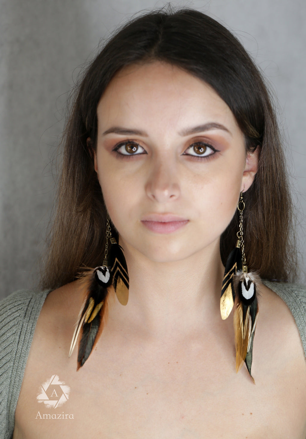 Black & Gold drop chain earrings