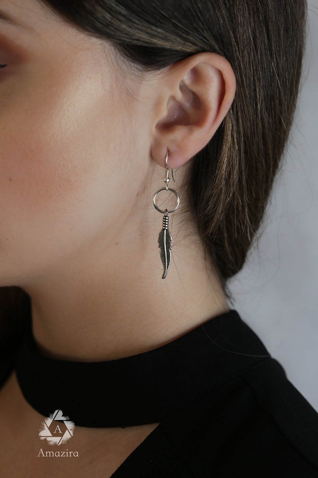 CLEARANCE LAST CHANCE! Unisex small delicate dangle silver and gold colour feather earrings, Stainless steel and brass boho earrings