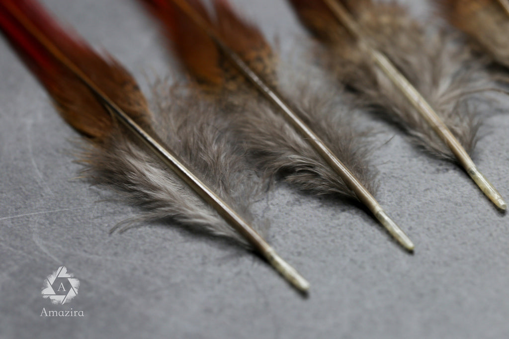 Natural Red Tip Pheasant feathers 3-4 inches, 8-10 cm