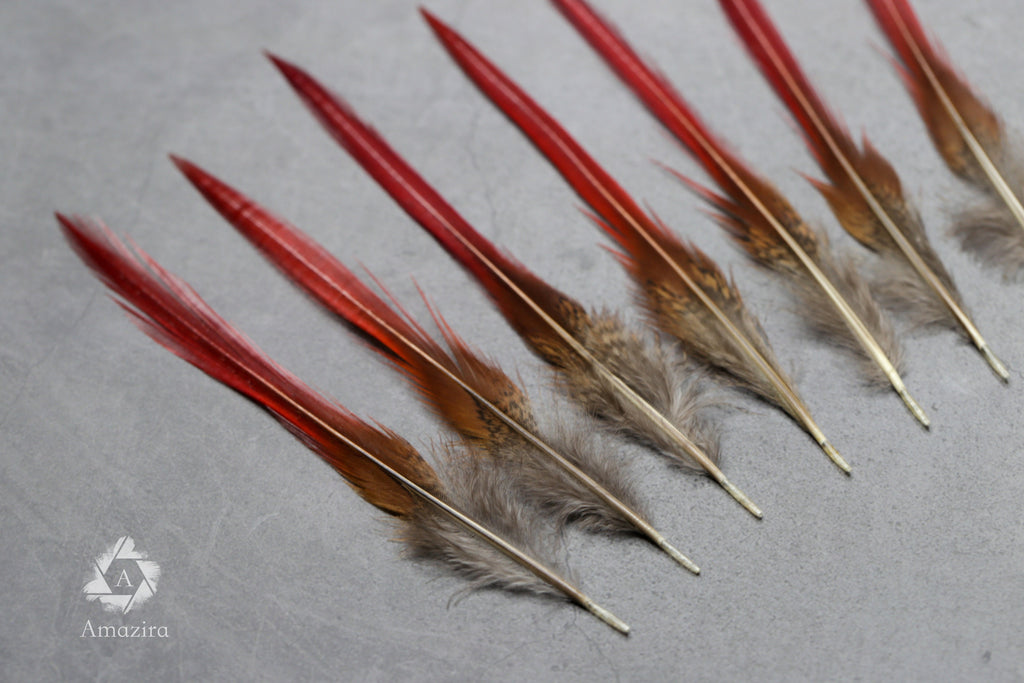 Natural Red Tip Pheasant feathers 3-4 inches, 8-10 cm