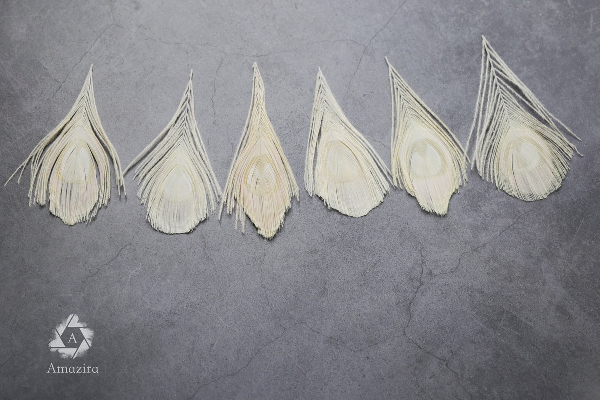 White Peacock feathers, 4-5 - 7-10 cm