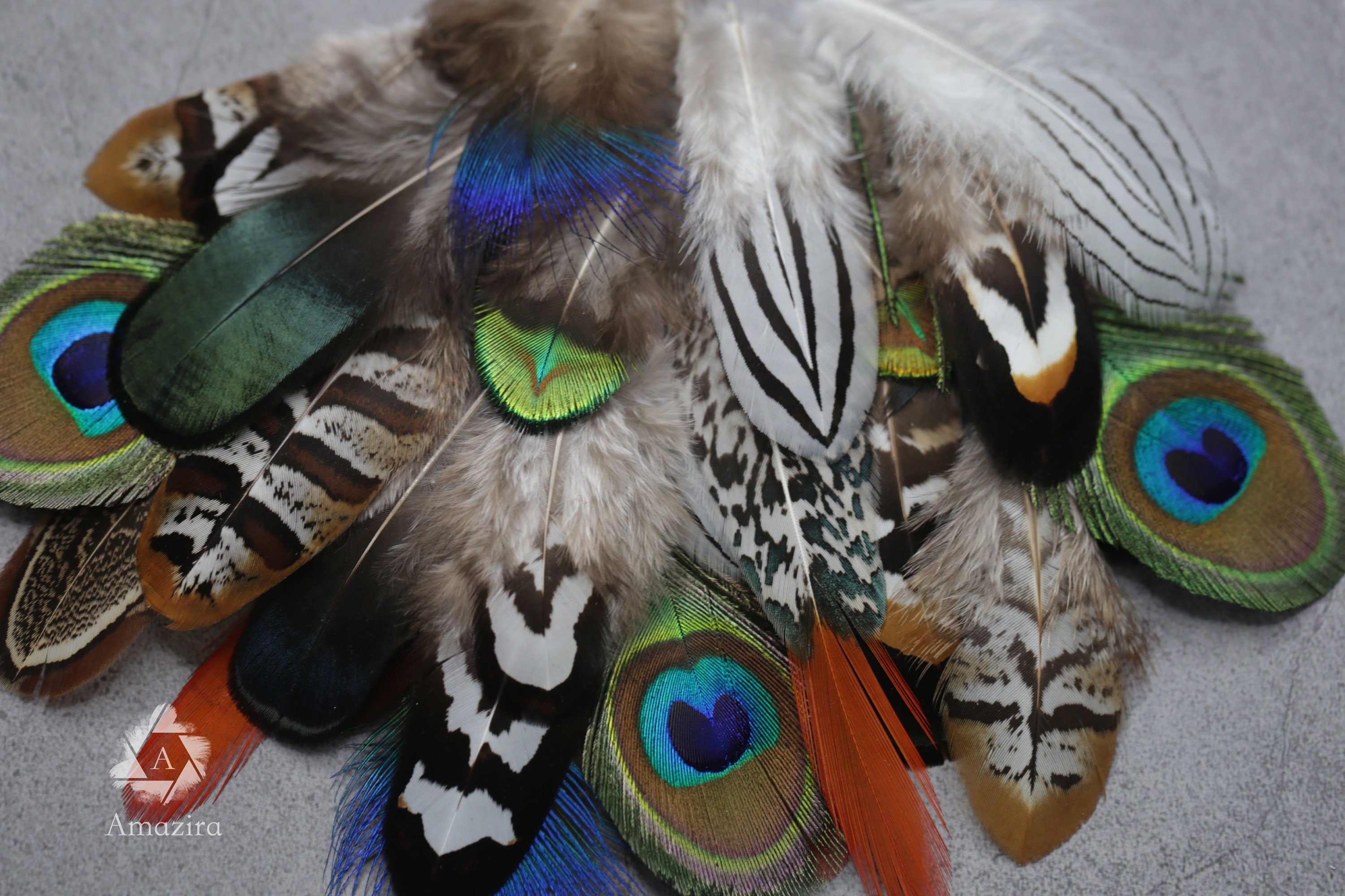 20 Mixed feather bag, Pheasant & Peacock Collection