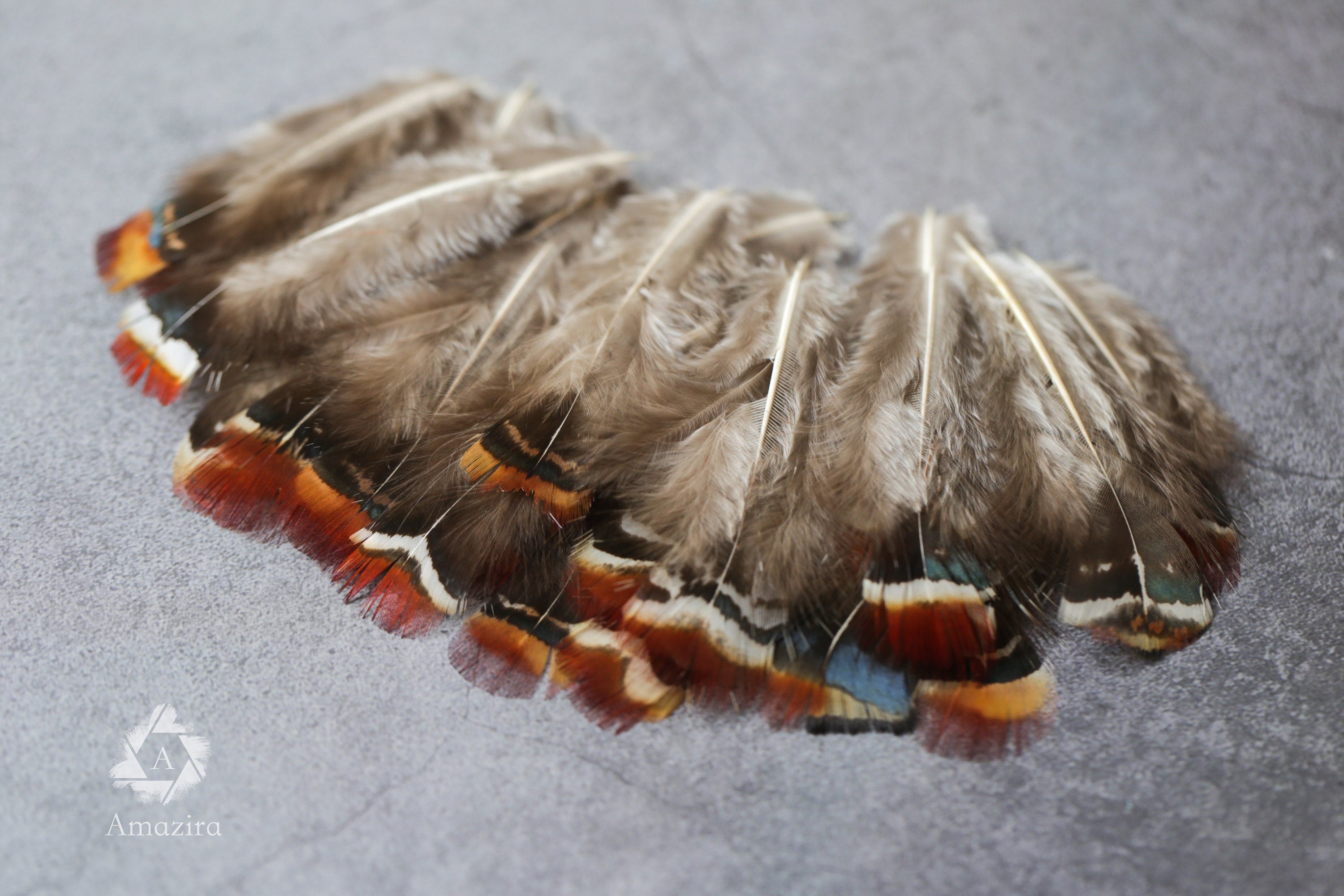 Loose red natural pheasant feathers, 1-3", 3-7 cm