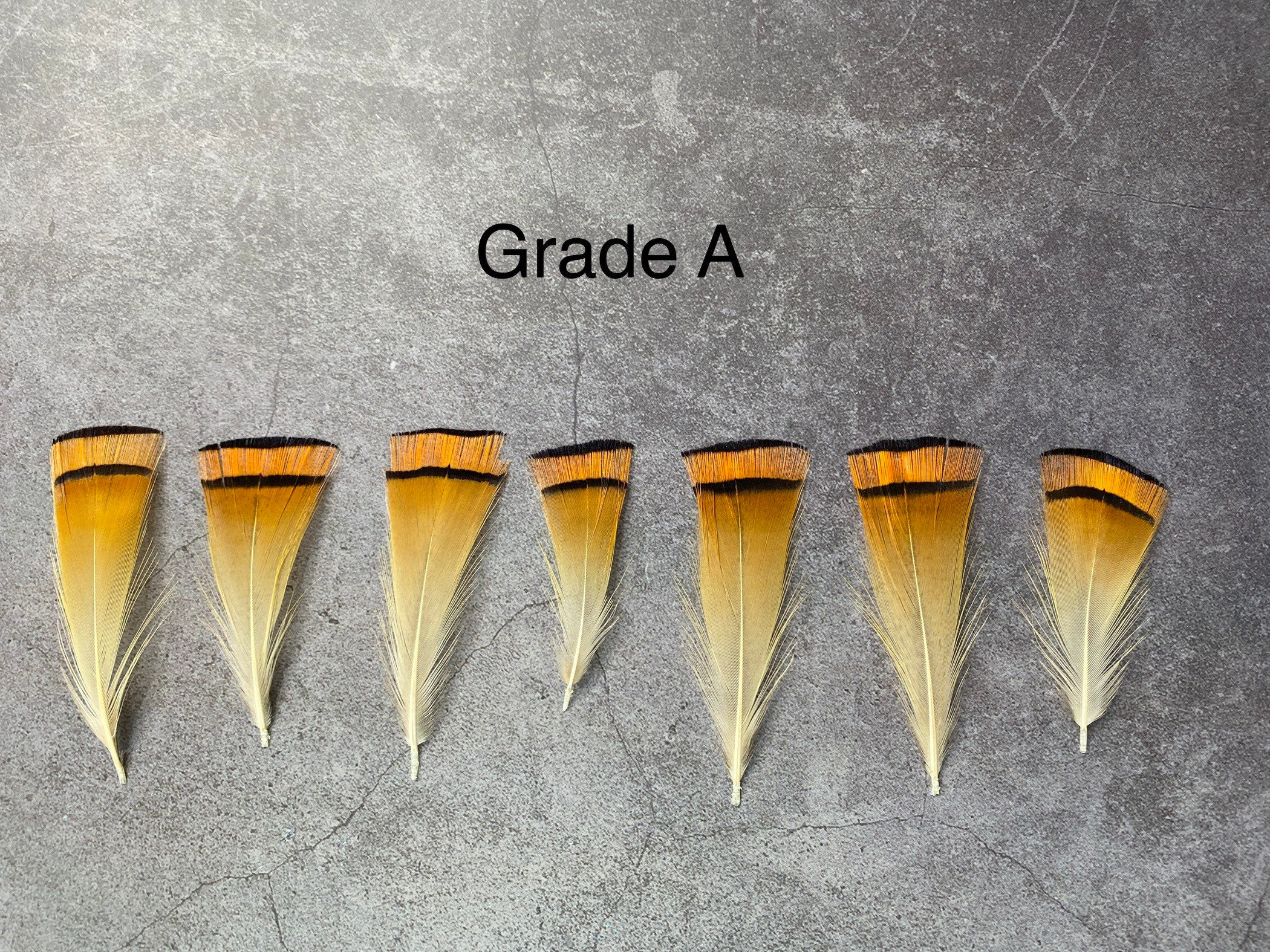 Golden orange pheasant feathers - 3-7cm, 1-3", FREE SHIPPING available, Natural feathers for crafts DIY makers, hat makers, dream catchers