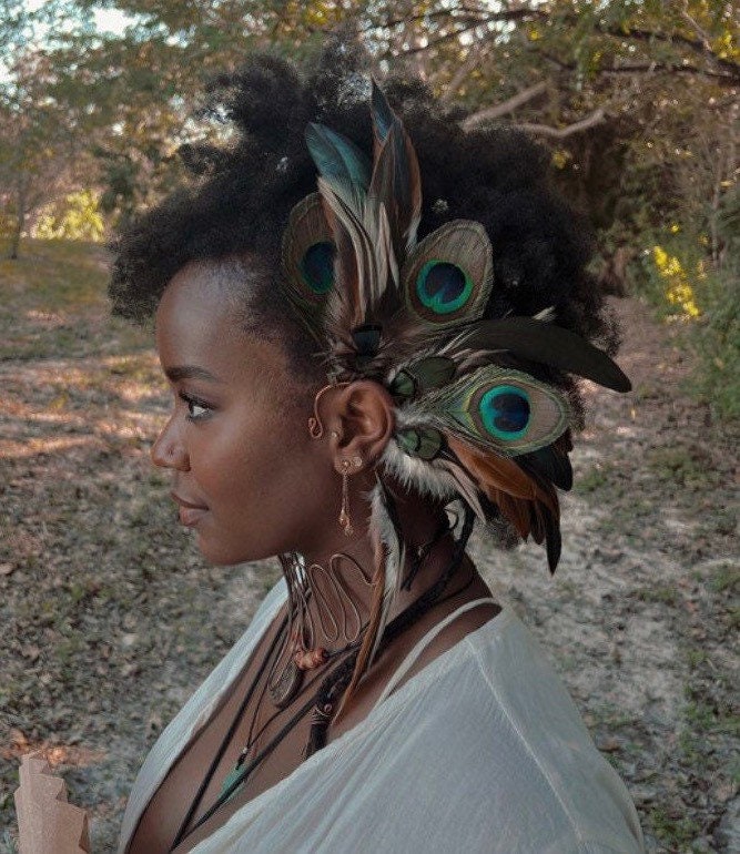 Peacock wedding ear cuff