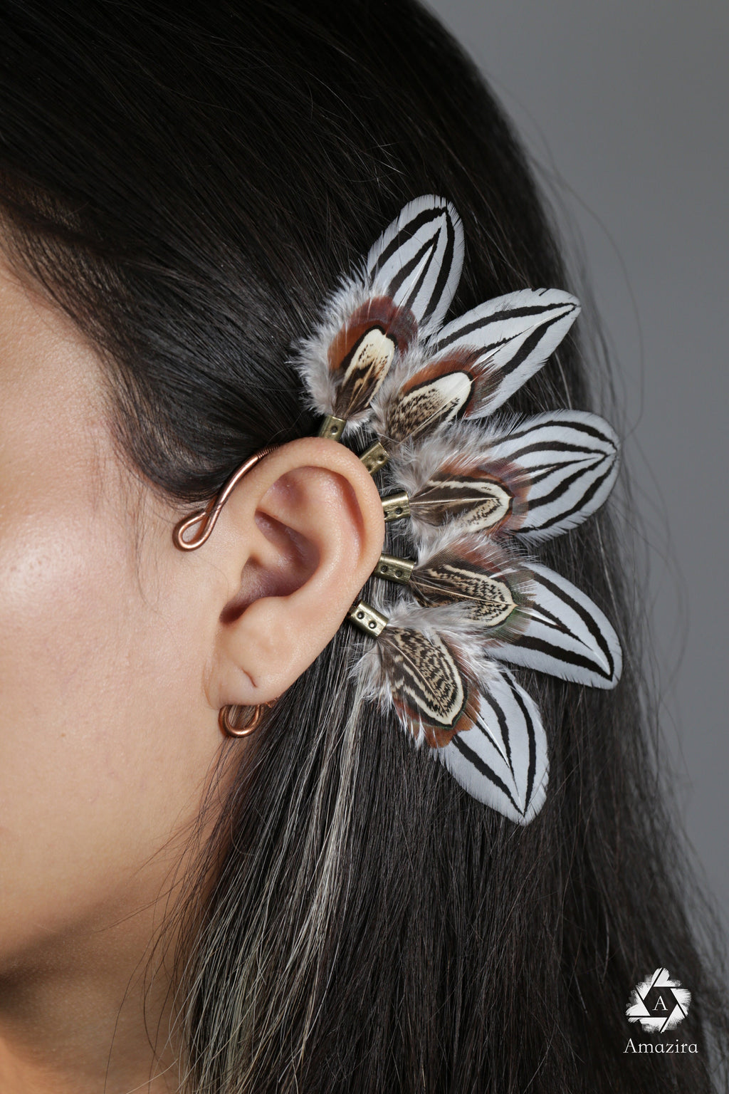 Weißes Zebra Feder Ohrschmuck