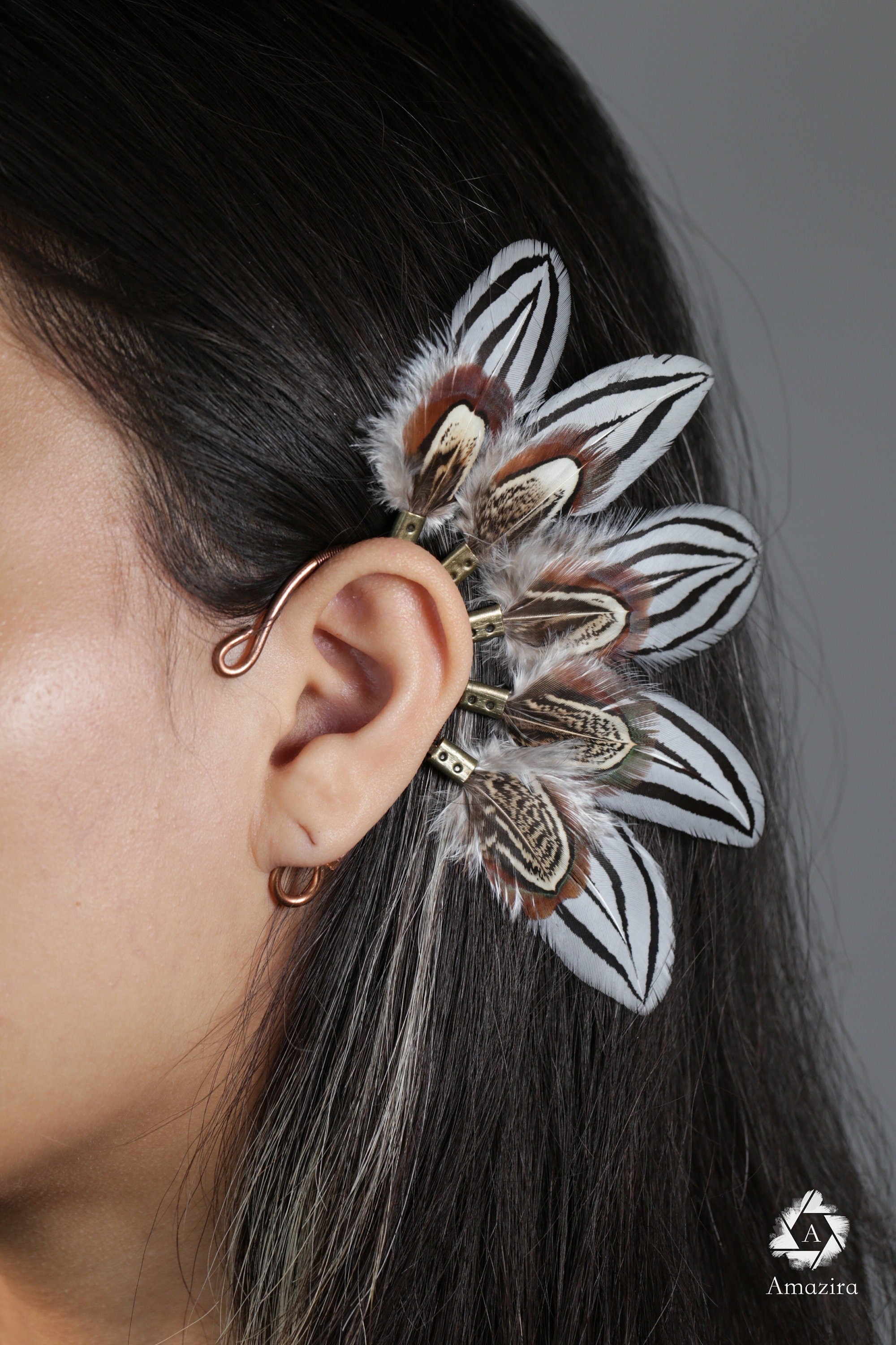 Weißes Zebra Feder Ohrschmuck