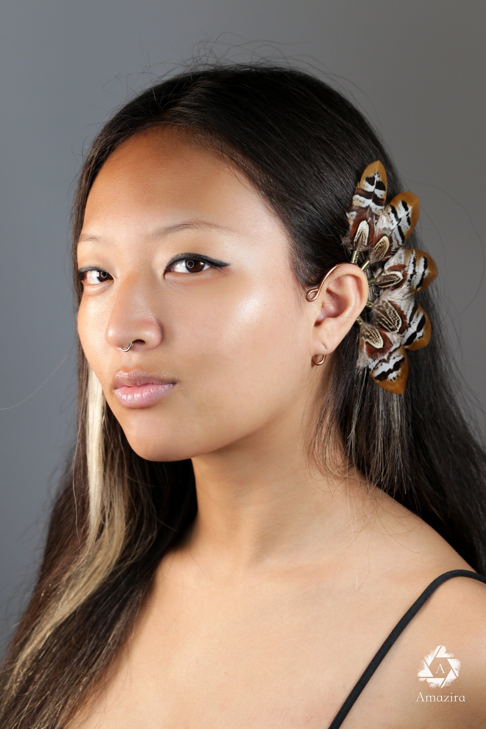Mini owl feather ear cuff