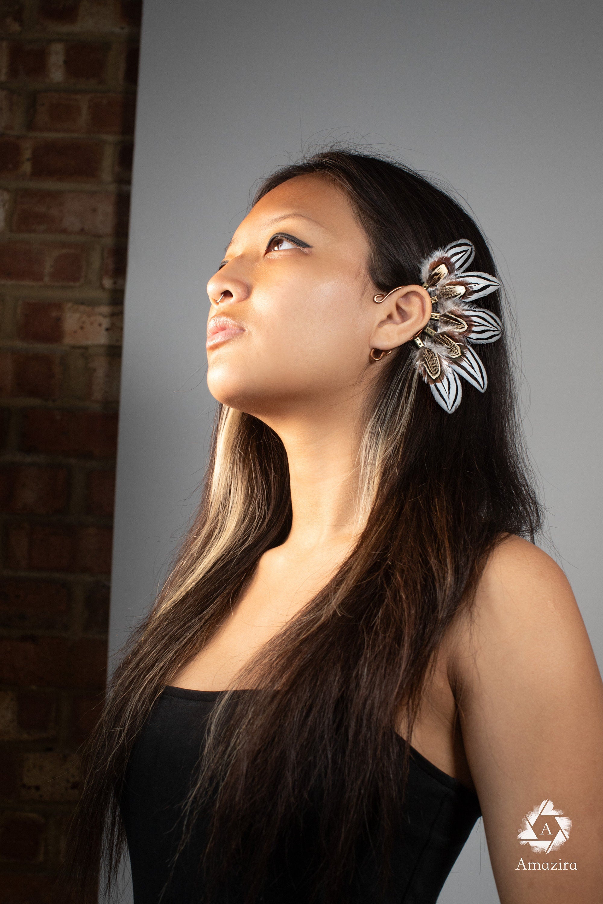 Weißes Zebra Feder Ohrschmuck