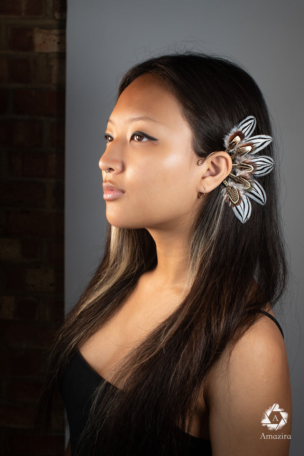 Weißes Zebra Feder Ohrschmuck