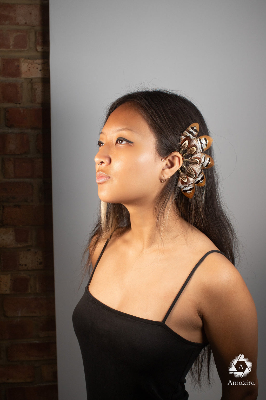 Mini owl feather ear cuff