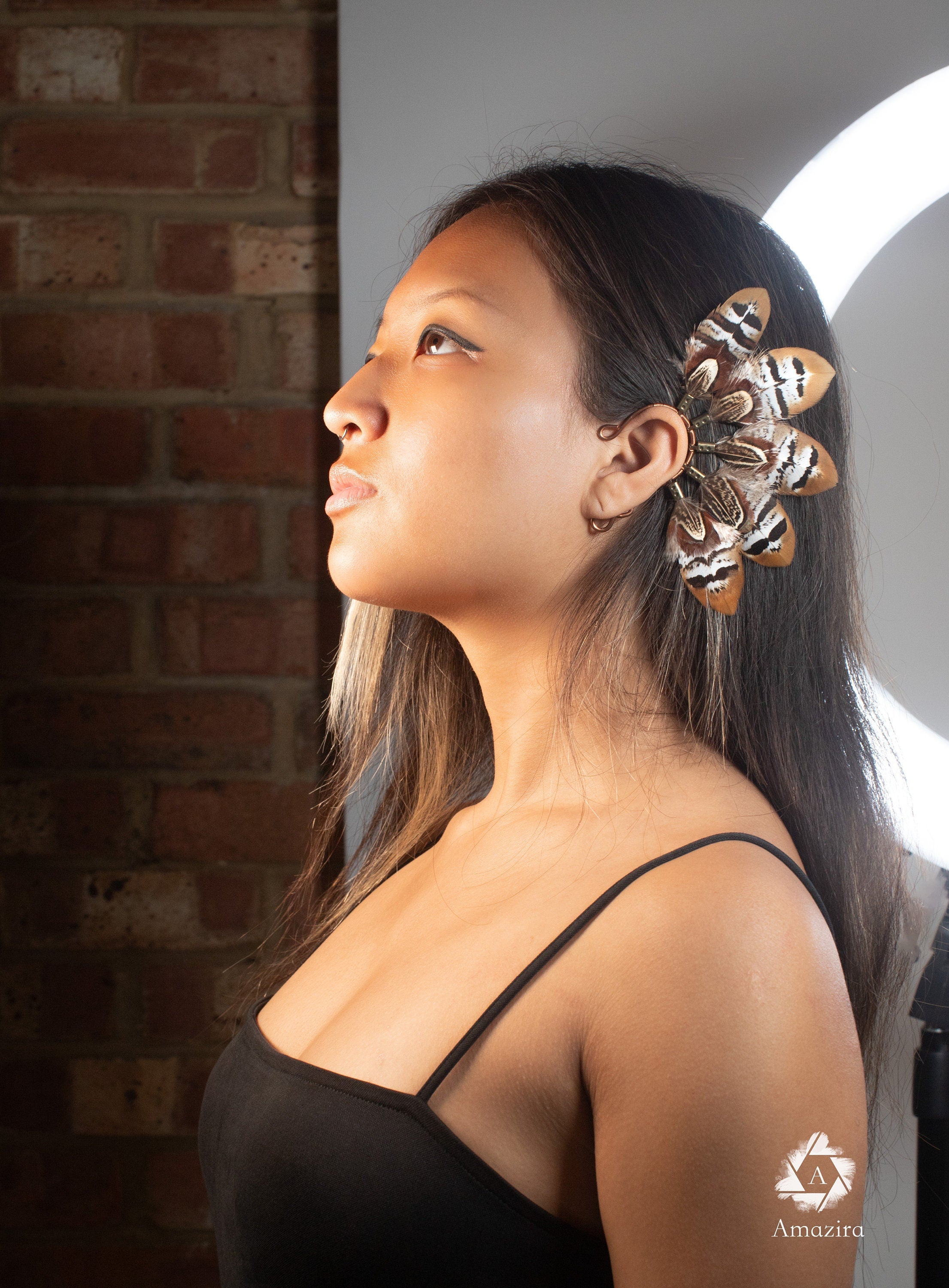 Mini owl feather ear cuff