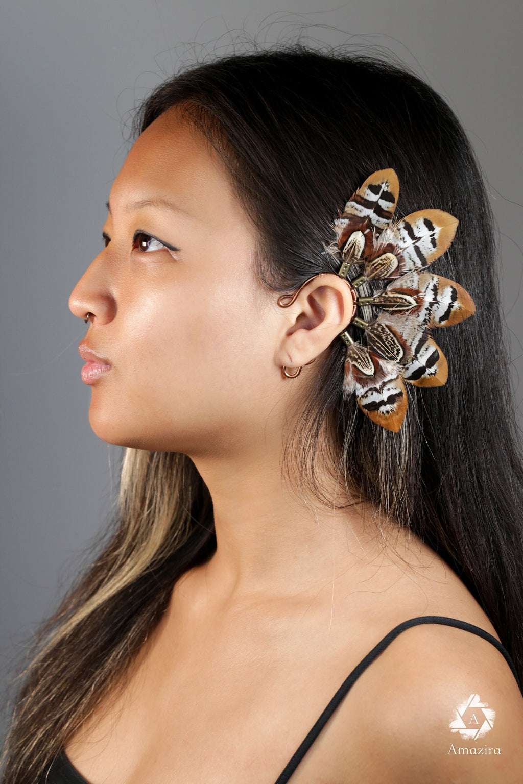 Mini owl feather ear cuff