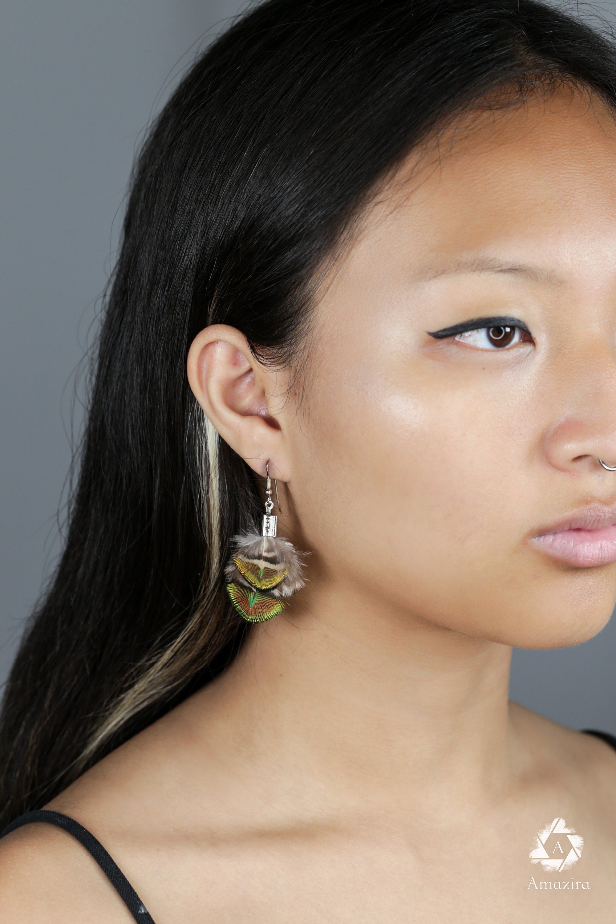 Mini peacock delicate earrings