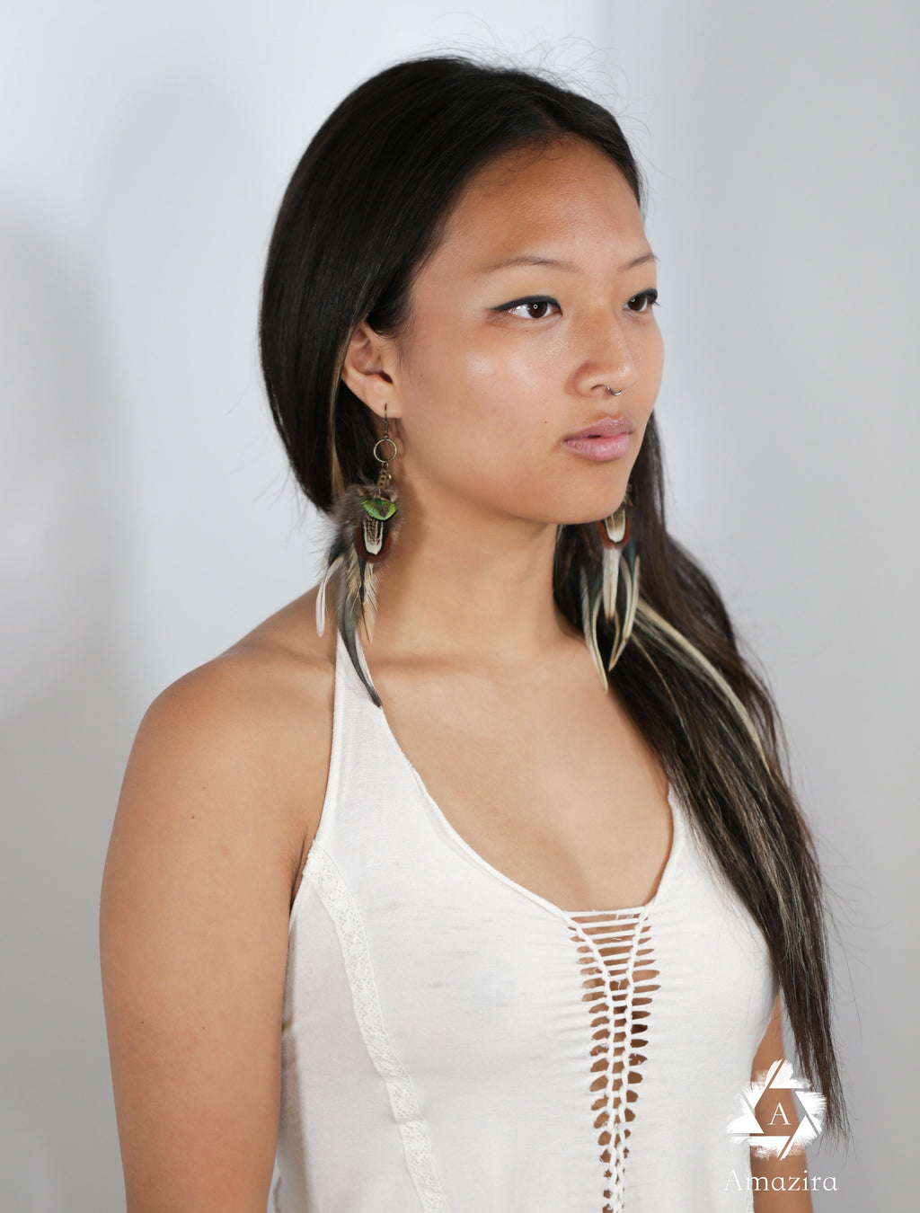 Peacock feather earrings