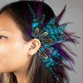 Purple and blue Natural Feather Ear cuff