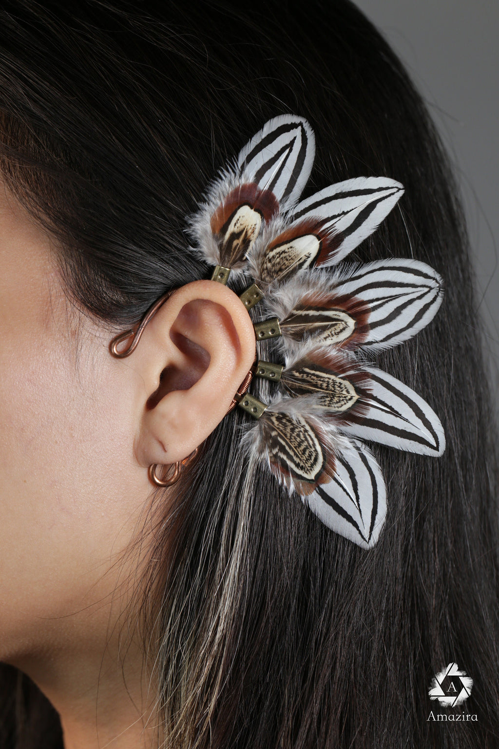 Weißes Zebra Feder Ohrschmuck