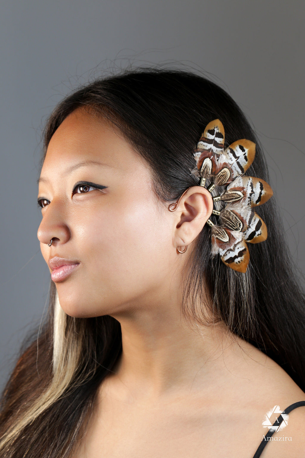 Mini owl feather ear cuff