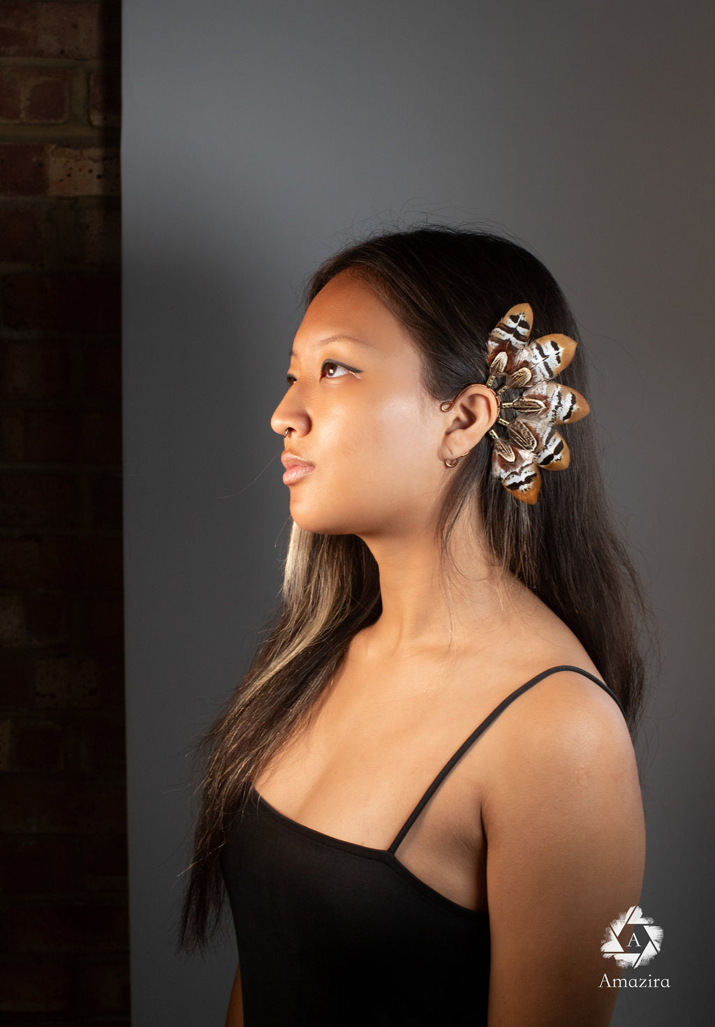 Mini owl feather ear cuff