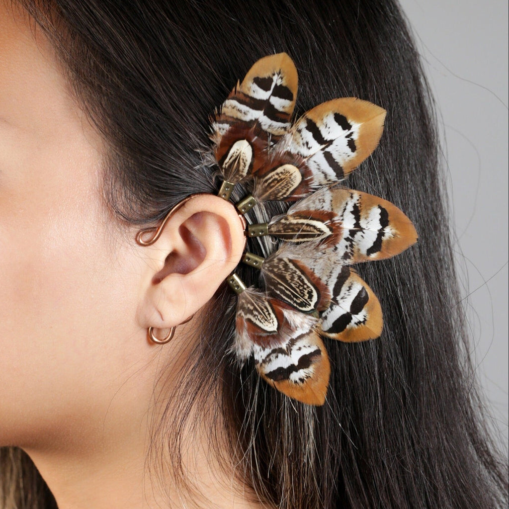 Mini owl feather ear cuff
