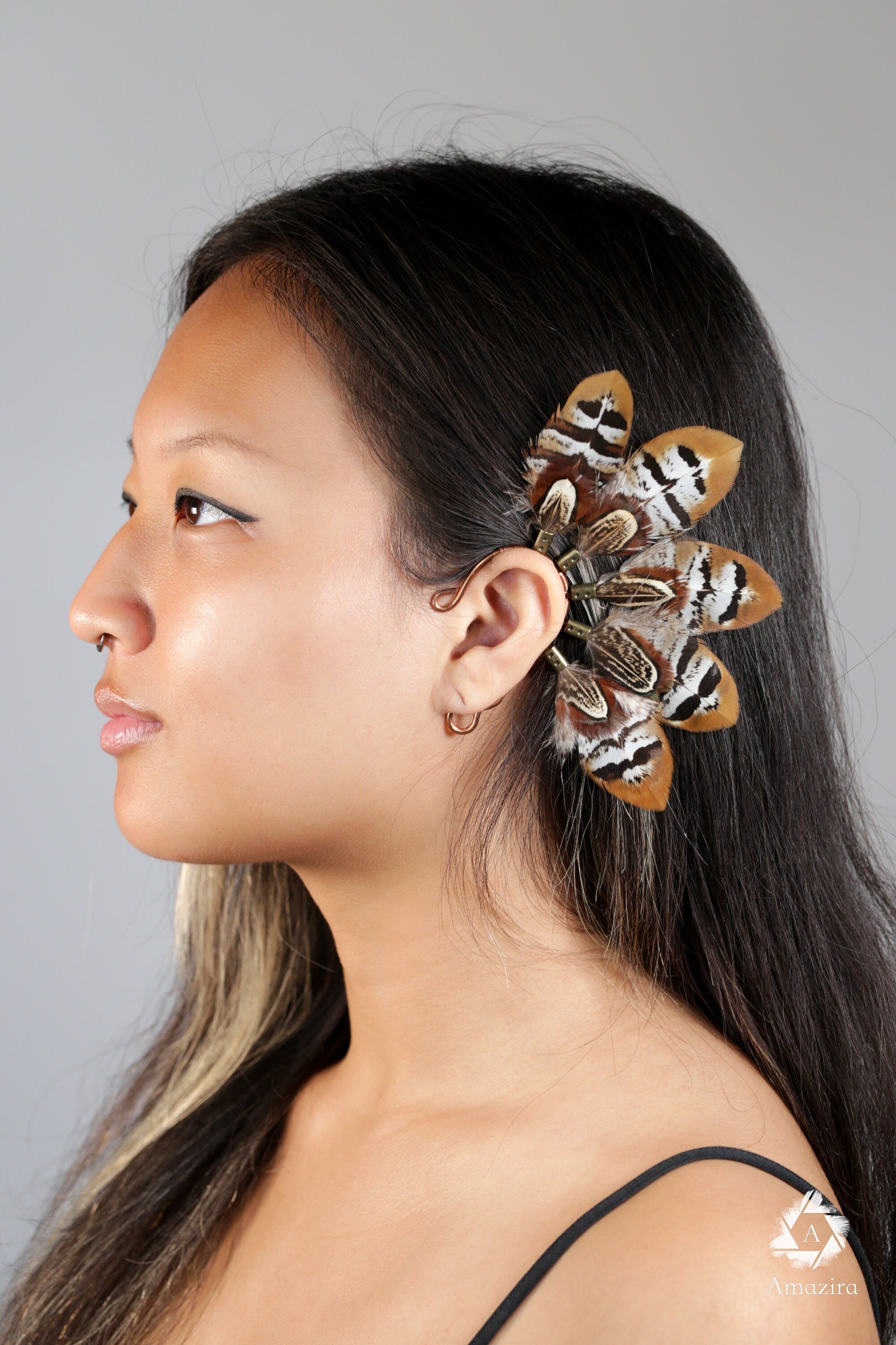 Mini owl feather ear cuff