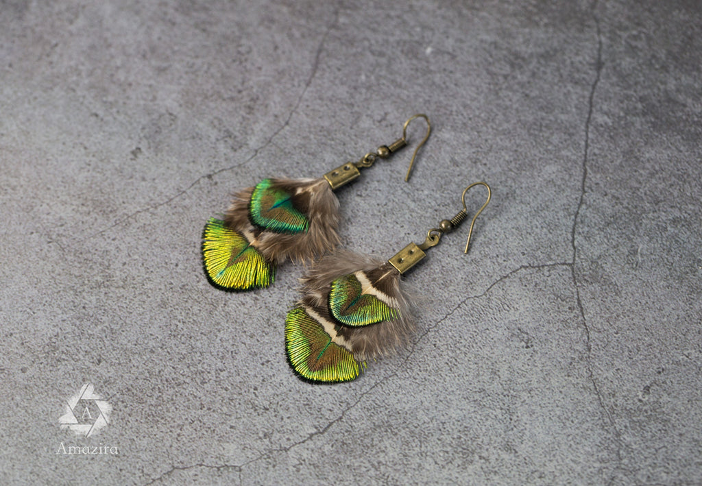 Mini peacock delicate earrings