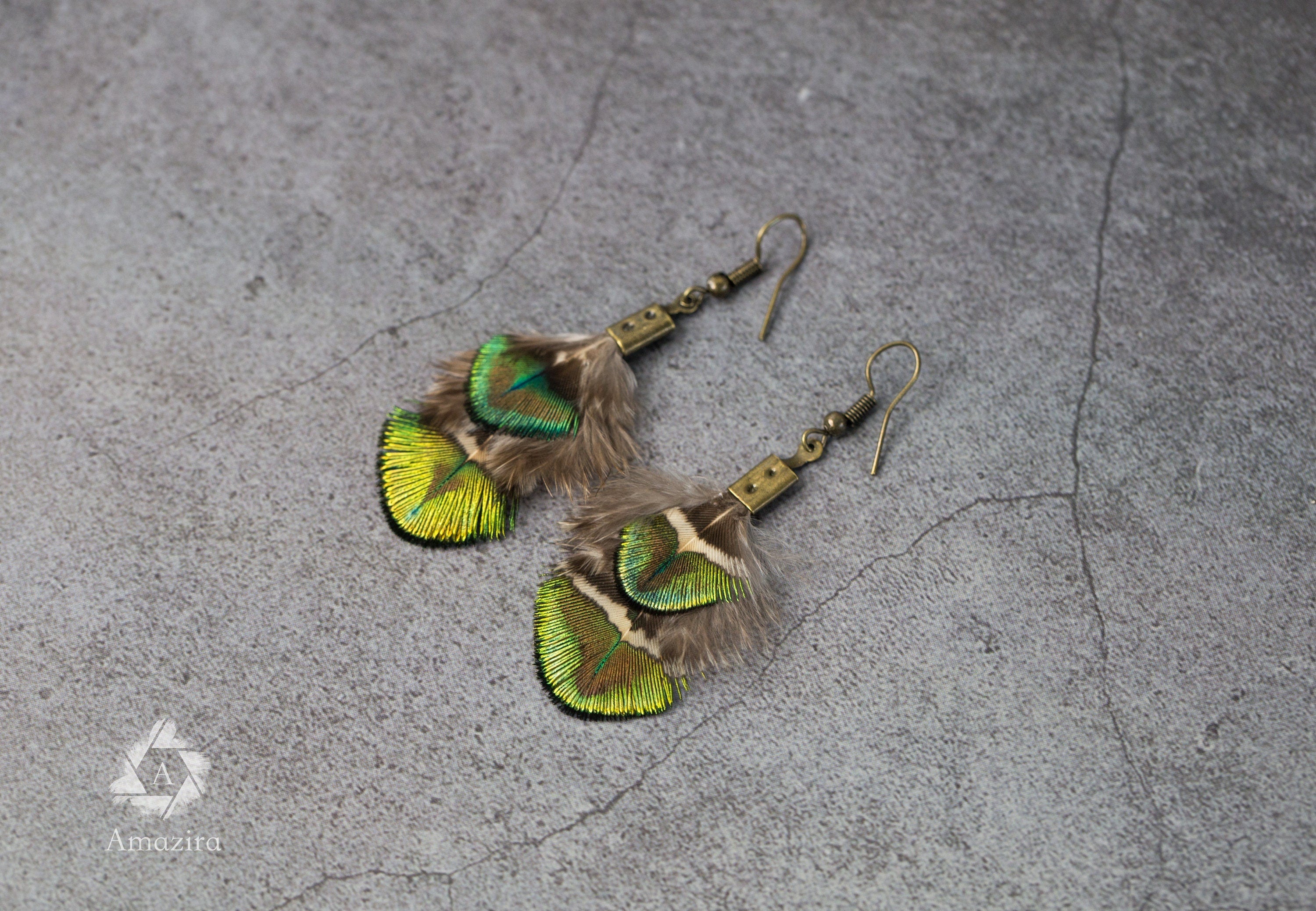 Mini peacock delicate earrings