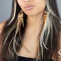 Extra long grizzly feathers earrings