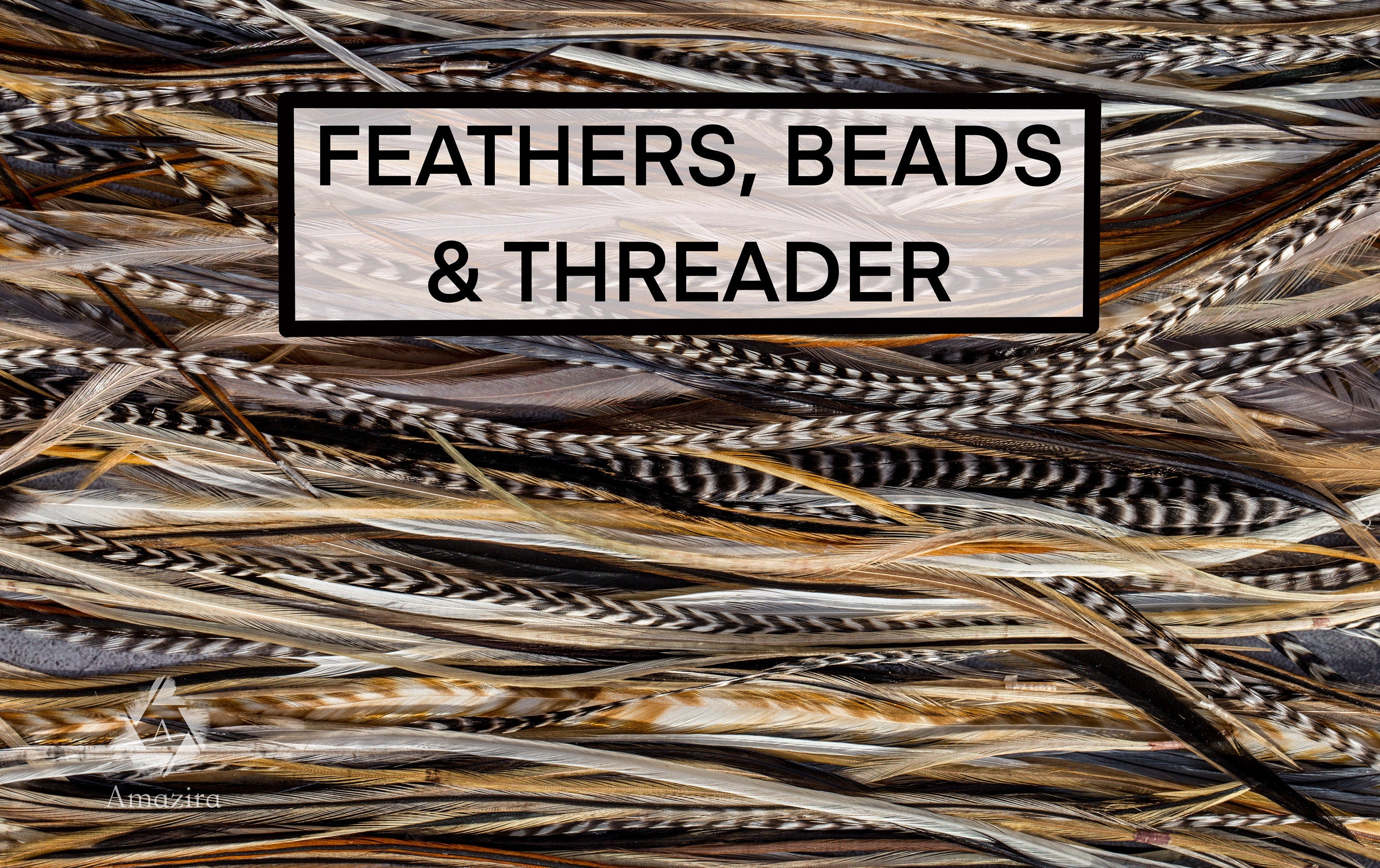 DIY 5 Feather Hair Extension Kit, 6-25cm / 6-15'' Natural grizzly feathers Hair lengthener enhancements, boho hippie stripped hair extension