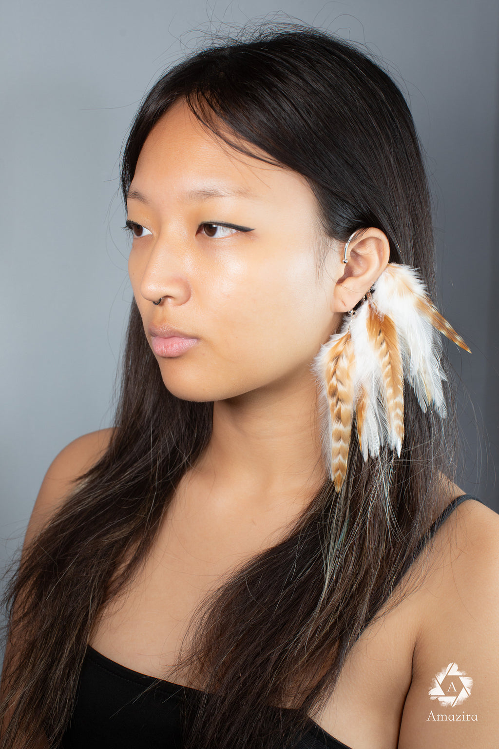 White Feather Ear Wrap