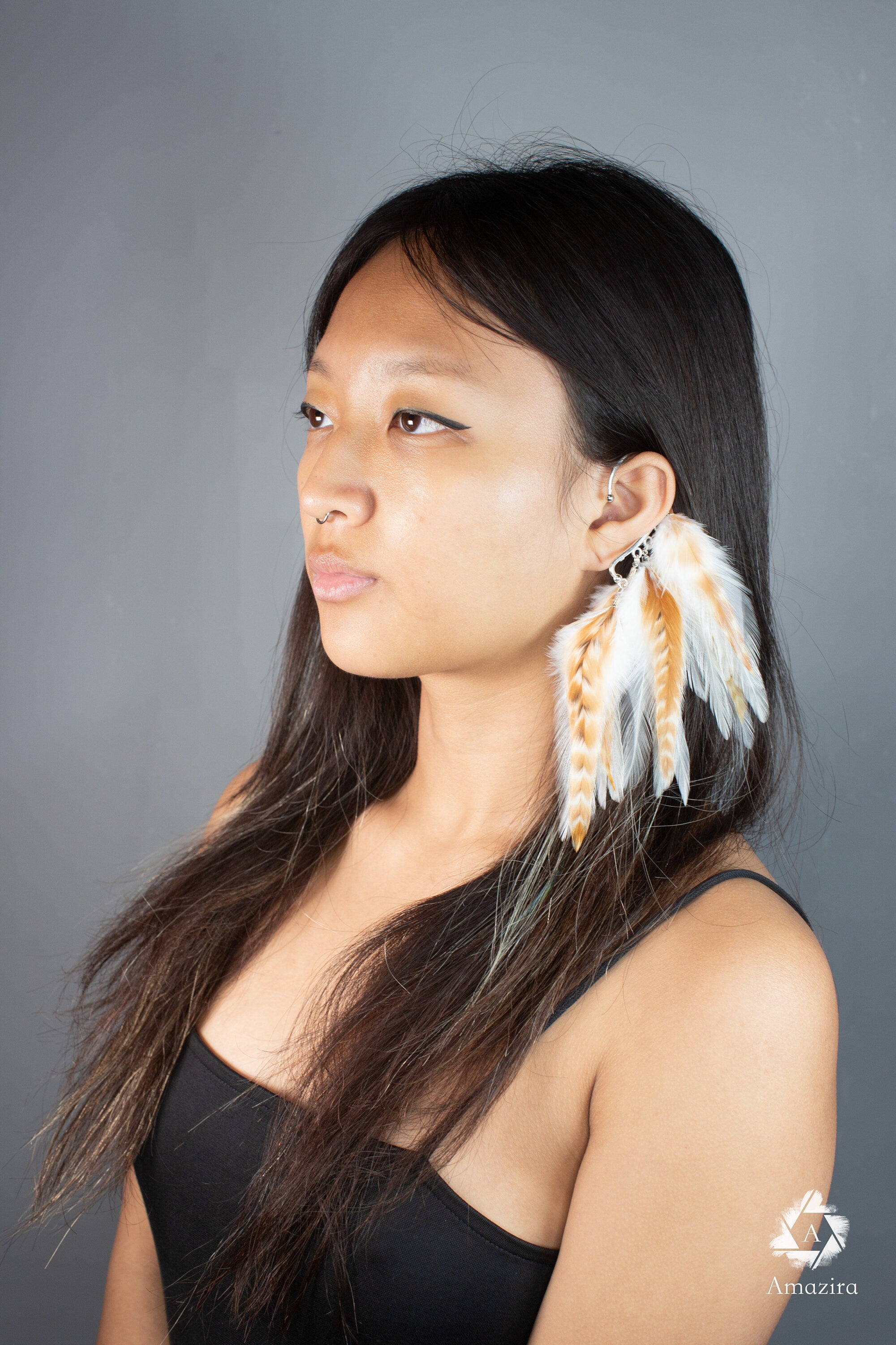 White Feather Ear Wrap