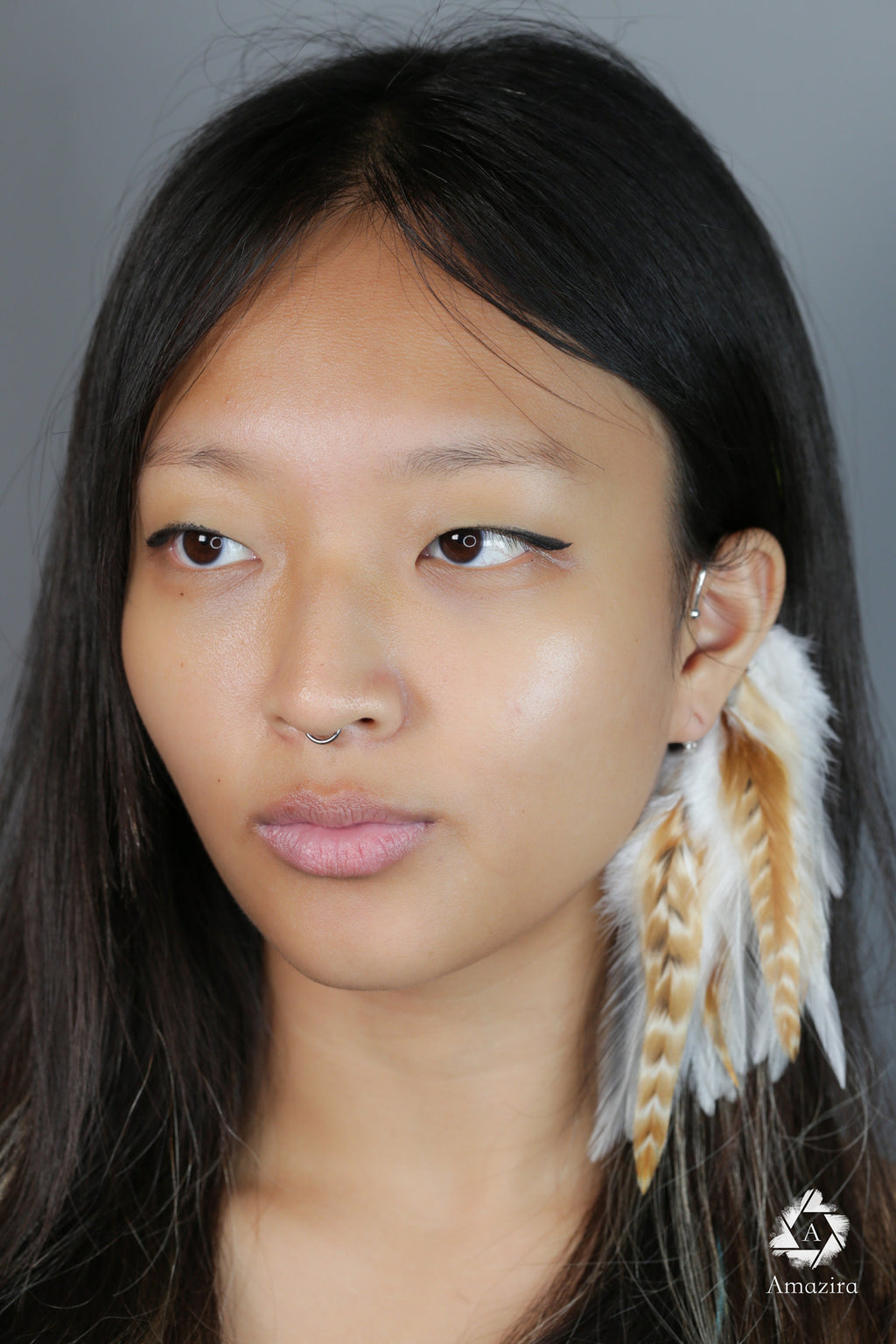 White Feather Ear Wrap