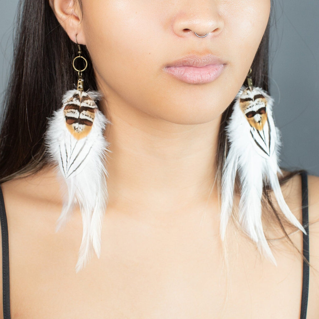 White bohemian earring