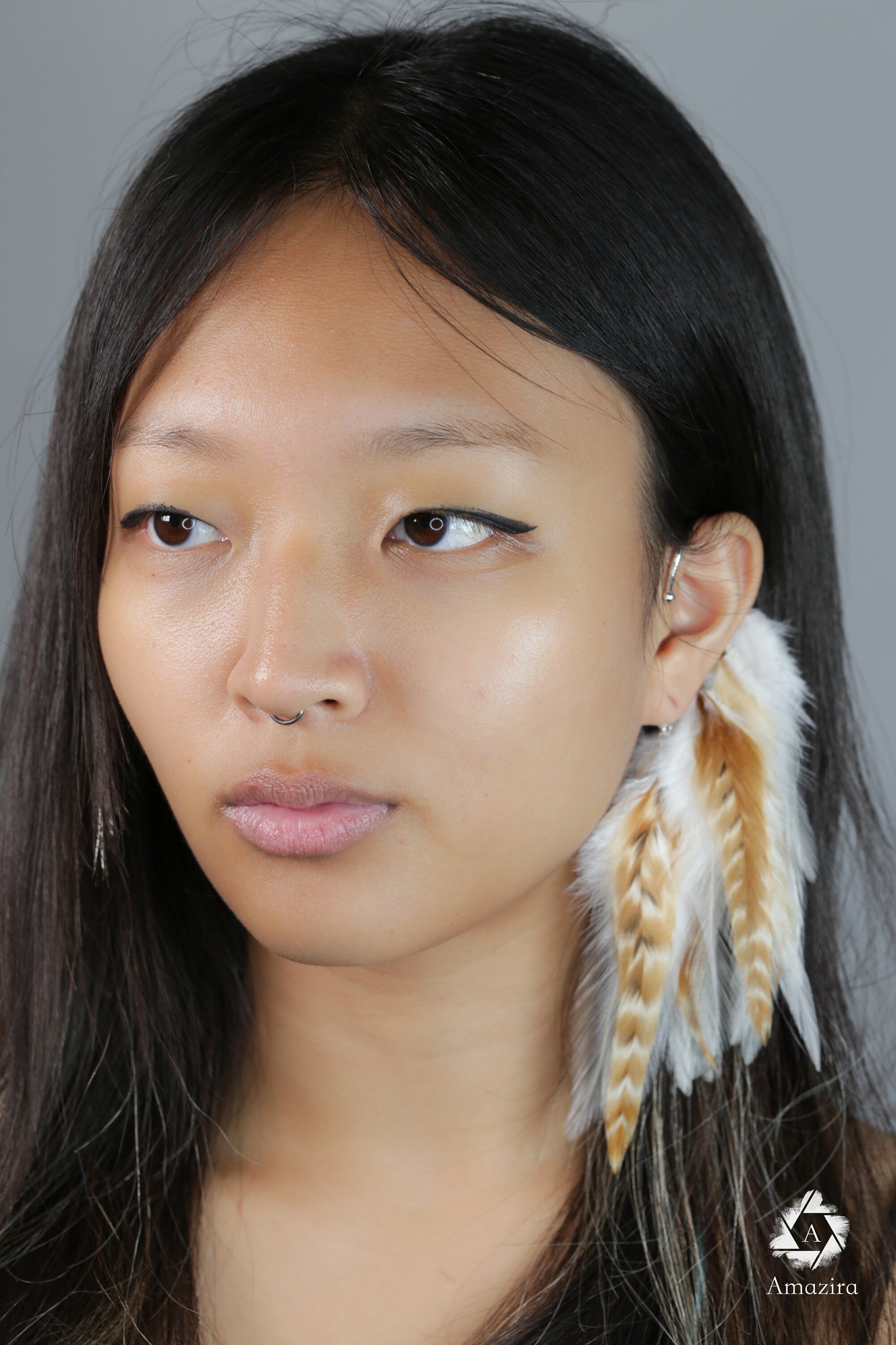 White Feather Ear Wrap