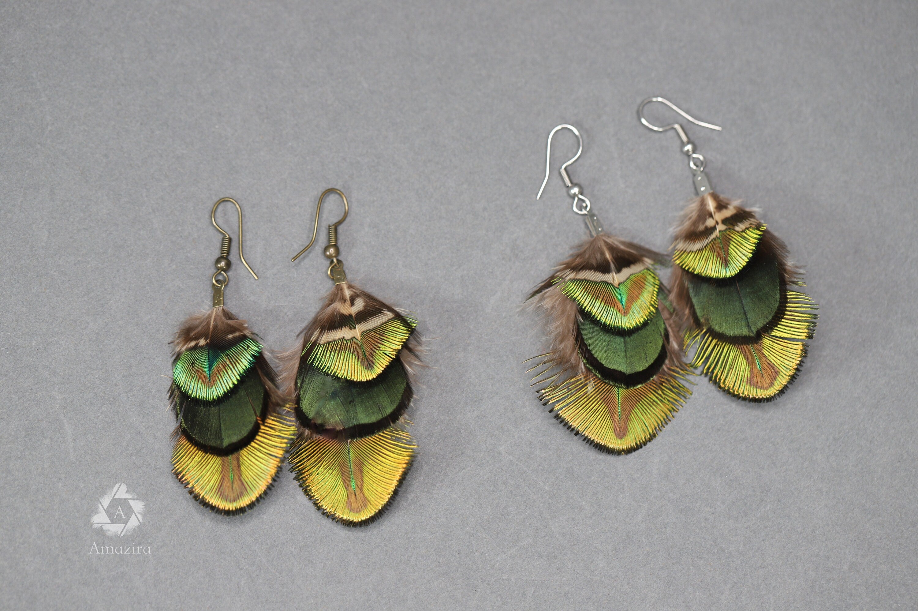 Mini peacock delicate earrings