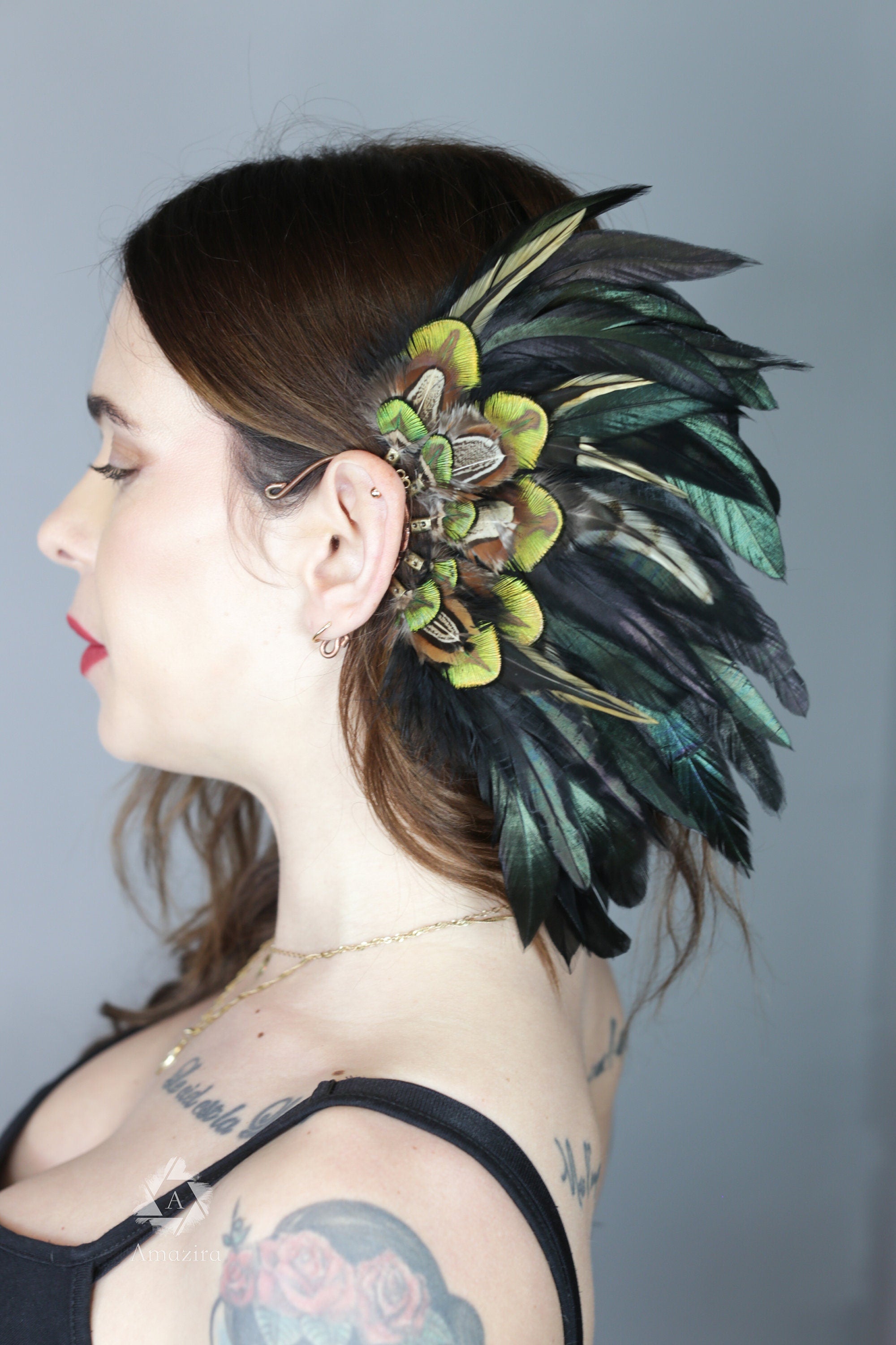 Black headdress, wedding hair