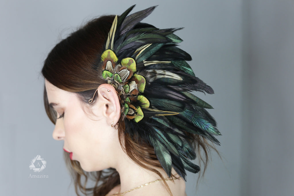 Black headdress, wedding hair