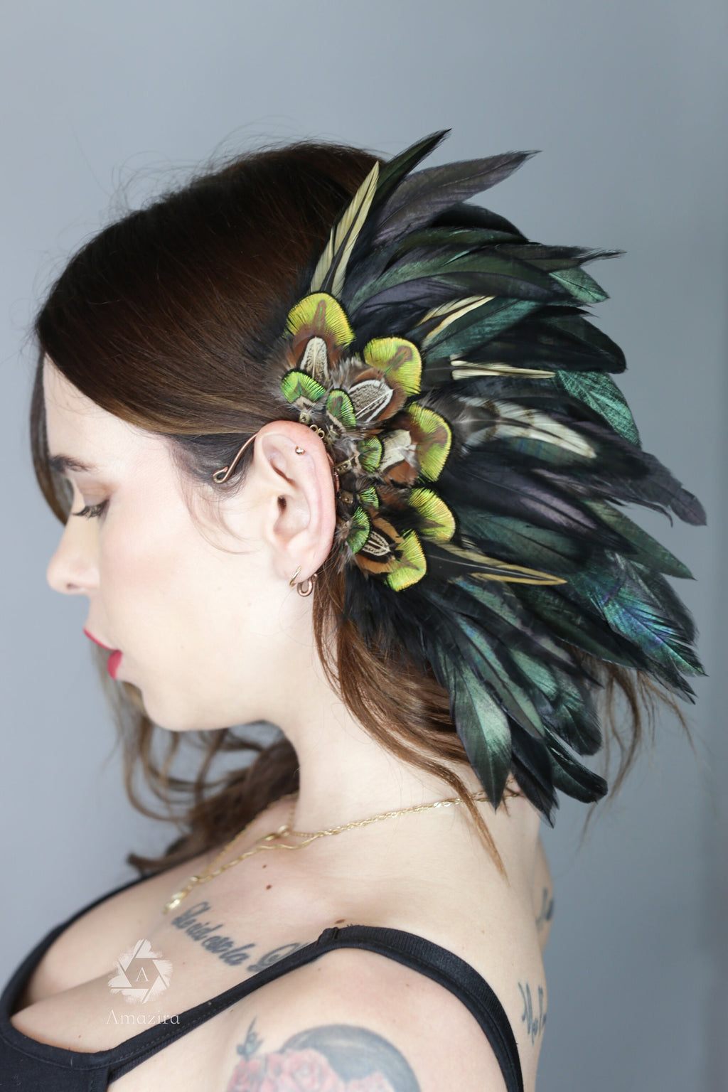 Black headdress, wedding hair